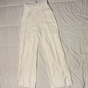 WAYF White High-Waisted Wide Leg Trousers - NWT - Size S